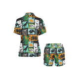 dinosaurs print pattern Women's V-Neck Short Pajama Set