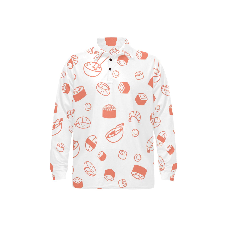 Sushi pattern Men's Long Sleeve Polo Shirt
