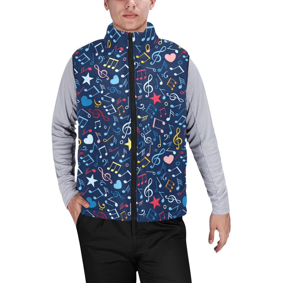 Music Notes Pattern Print Design 03 Men's Padded Vest