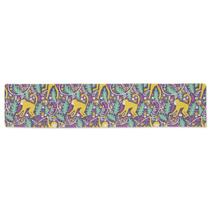 Cute yellow monkey leaves pattern Table Runner