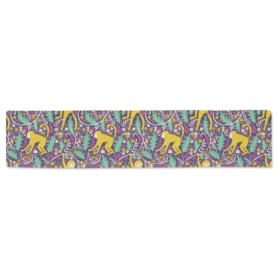 Cute yellow monkey leaves pattern Table Runner