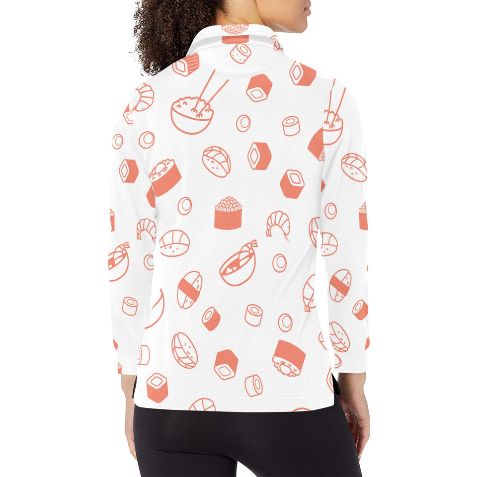 Sushi pattern Women's Long Sleeve Polo Shirt