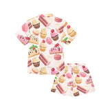 Cake cupcake sweets pattern Kids' Boys' Girls' V-Neck Short Pajama Set