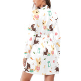 Cute Chihuahua puppie pattern Women's Long Sleeve Belted Night Robe