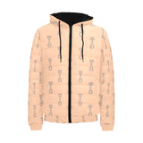 Engine Piston Cream Background Pattern Design 04 Men's Padded Hooded Jacket