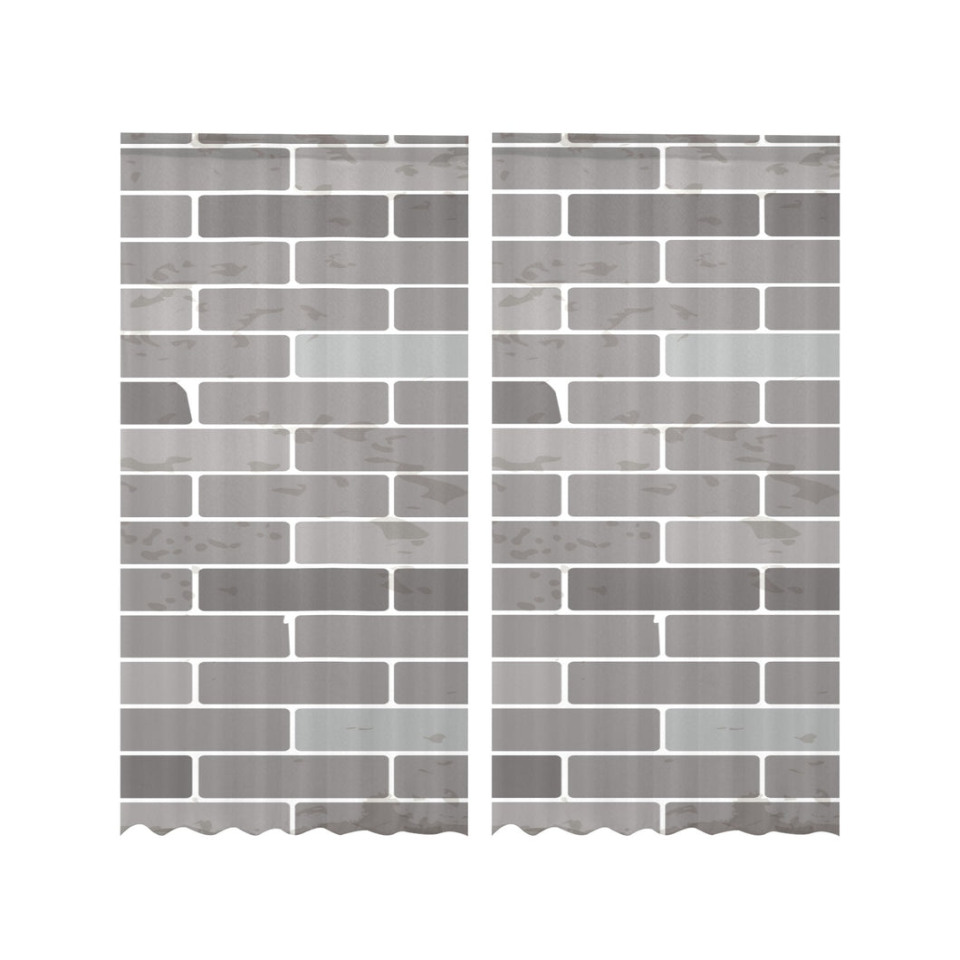 Brick Printed Pattern Print Design 05 Gauze Curtain