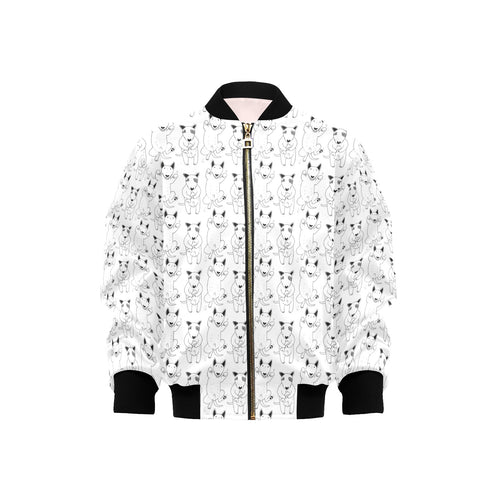 Bull Terrier Pattern Print Design 02 Kids' Boys' Girls' Bomber Jacket