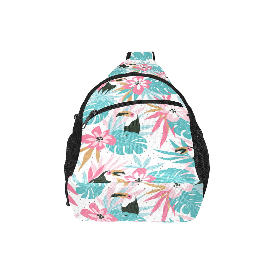 Toucan tropical flower leave pattern All Over Print Chest Bag