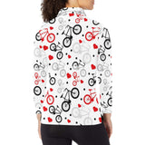 Bicycle Pattern Print Design 04 Women's Long Sleeve Polo Shirt