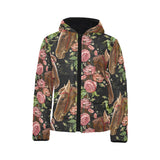Horse head wild roses pattern Kids' Boys' Girls' Padded Hooded Jacket