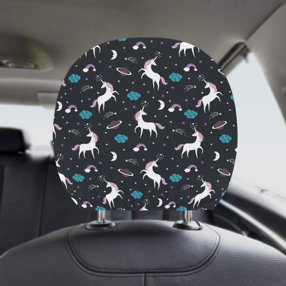 unicorn rainbows moon clound star pattern Car Headrest Cover