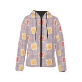 Bread Toast Pattern Print Design 05 Women's Padded Hooded Jacket