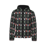 Deer Christmas new year pattern argyle Kids' Boys' Girls' Padded Hooded Jacket