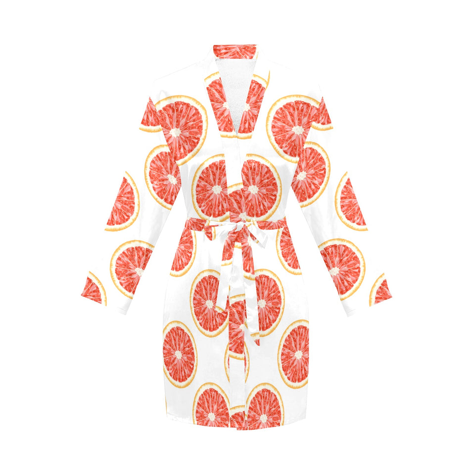 Grapefruit pattern Women's Long Sleeve Belted Night Robe