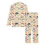 Mustache Beard Pattern Print Design 03 Women's Long Pajama Set