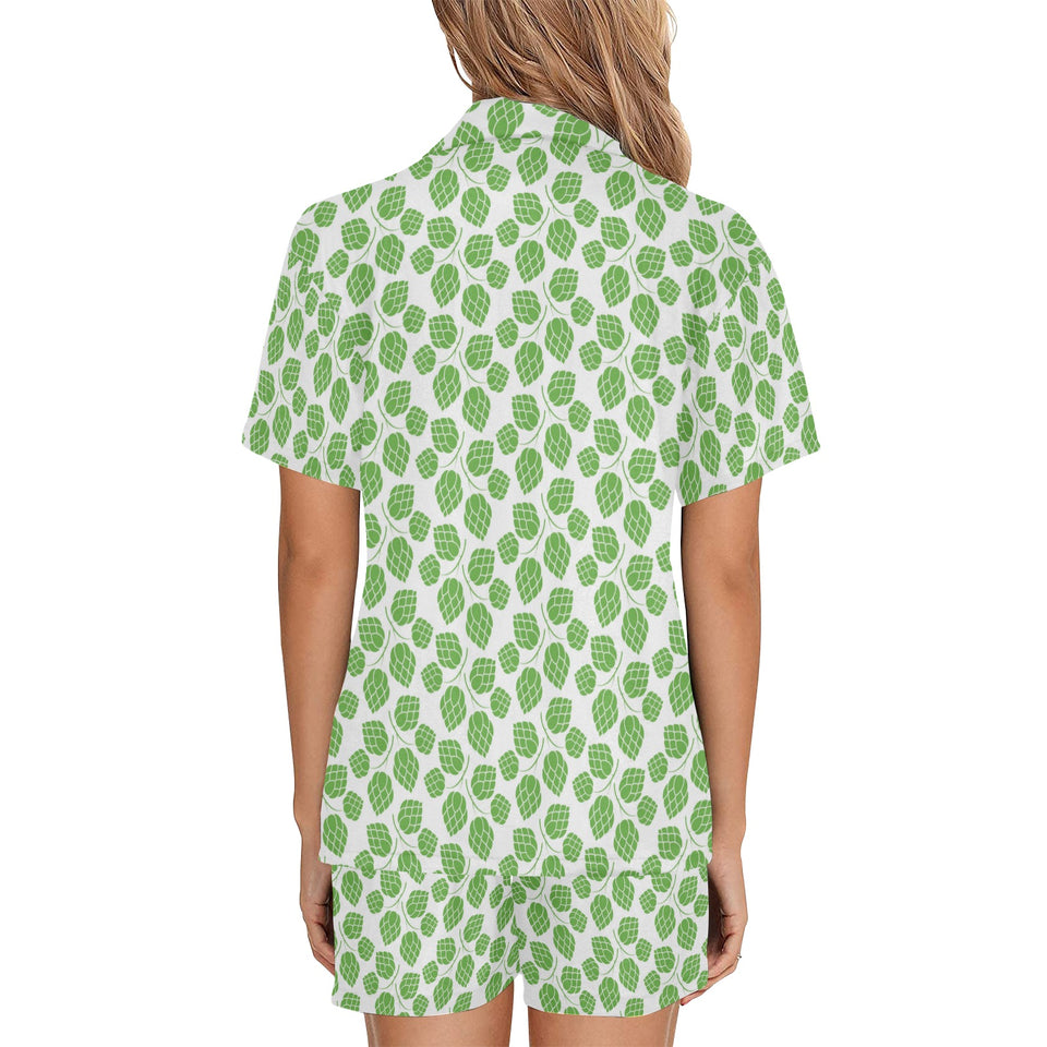 Hop pattern background Women's V-Neck Short Pajama Set