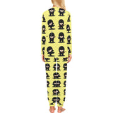 Cute ninja yellow background Women's All Over Print Pajama Set