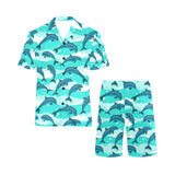 Dolphin sea pattern Men's V-Neck Short Pajama Set