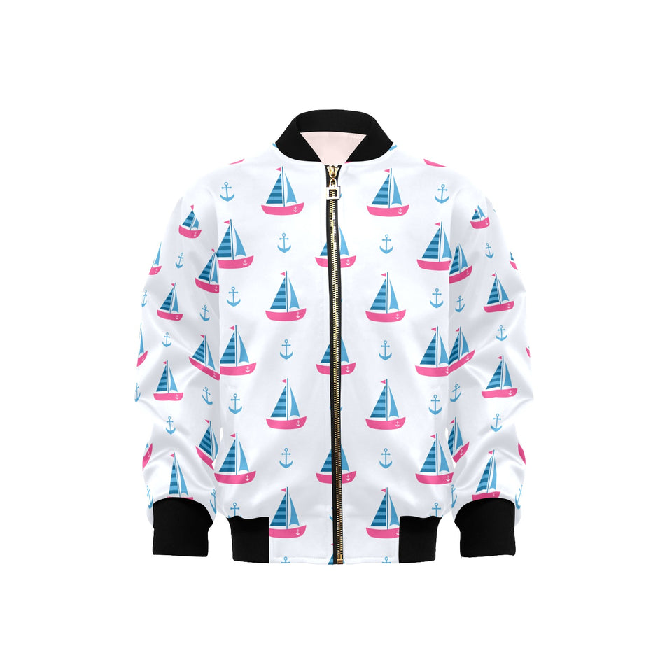 Sailboat anchor pattern Kids' Boys' Girls' Bomber Jacket