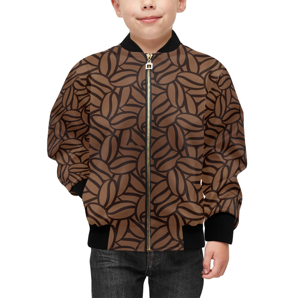 coffee bean pattern Kids' Boys' Girls' Bomber Jacket