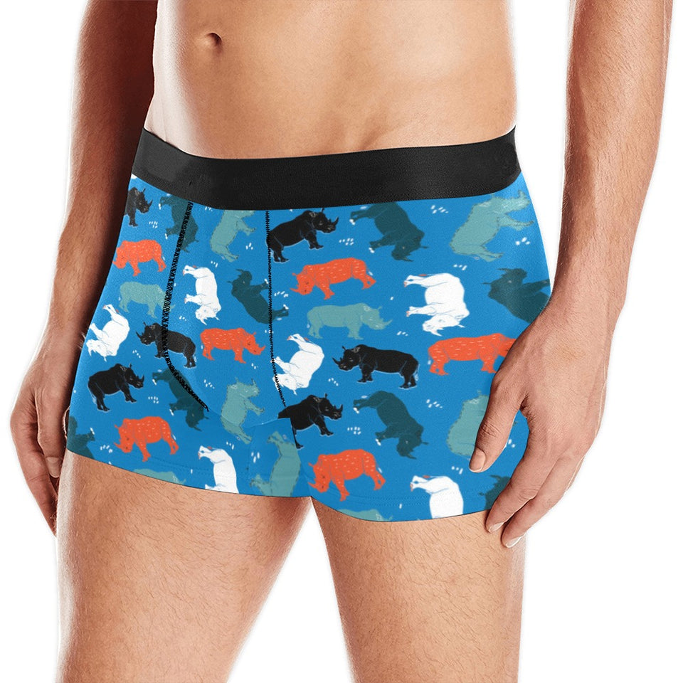 Colorful rhino pattern Men's All Over Print Boxer Briefs Men's Underwear