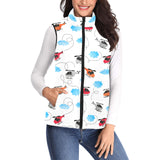 Watercolor helicopter cloud pattern Women's Padded Vest