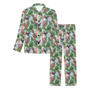 Hummingbird Pattern Print Design 05 Men's Long Pajama Set