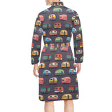 Camper Van Pattern Print Design 02 Men's Long Sleeve Belted Night Robe