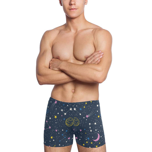 space pattern with planets, comets, constellations Men's Swimming Trunks