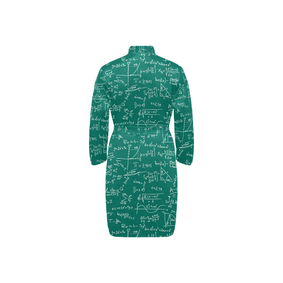 Math Pattern Print Design 01 Men's Long Sleeve Belted Night Robe