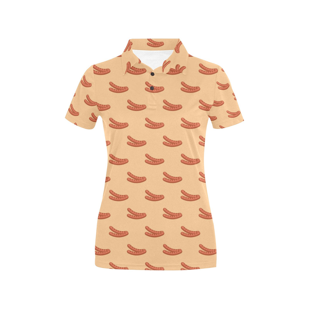 Sausage Pattern Print Design 03 Women's All Over Print Polo Shirt