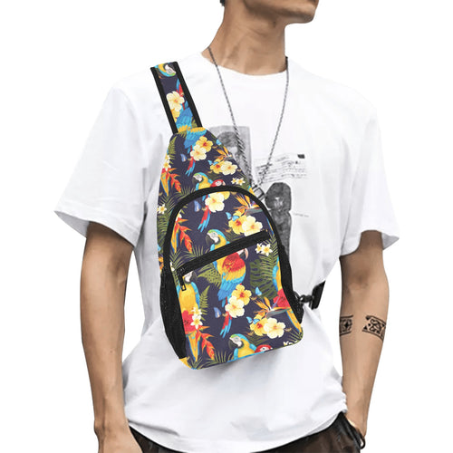 Colorful parrot flower pattern All Over Print Chest Bag
