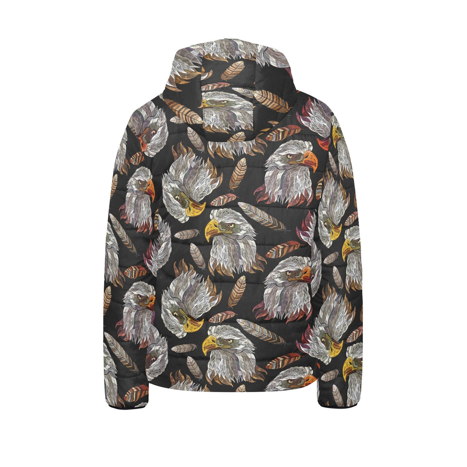 Eagle Pattern Print Design 05 Kids' Boys' Girls' Padded Hooded Jacket