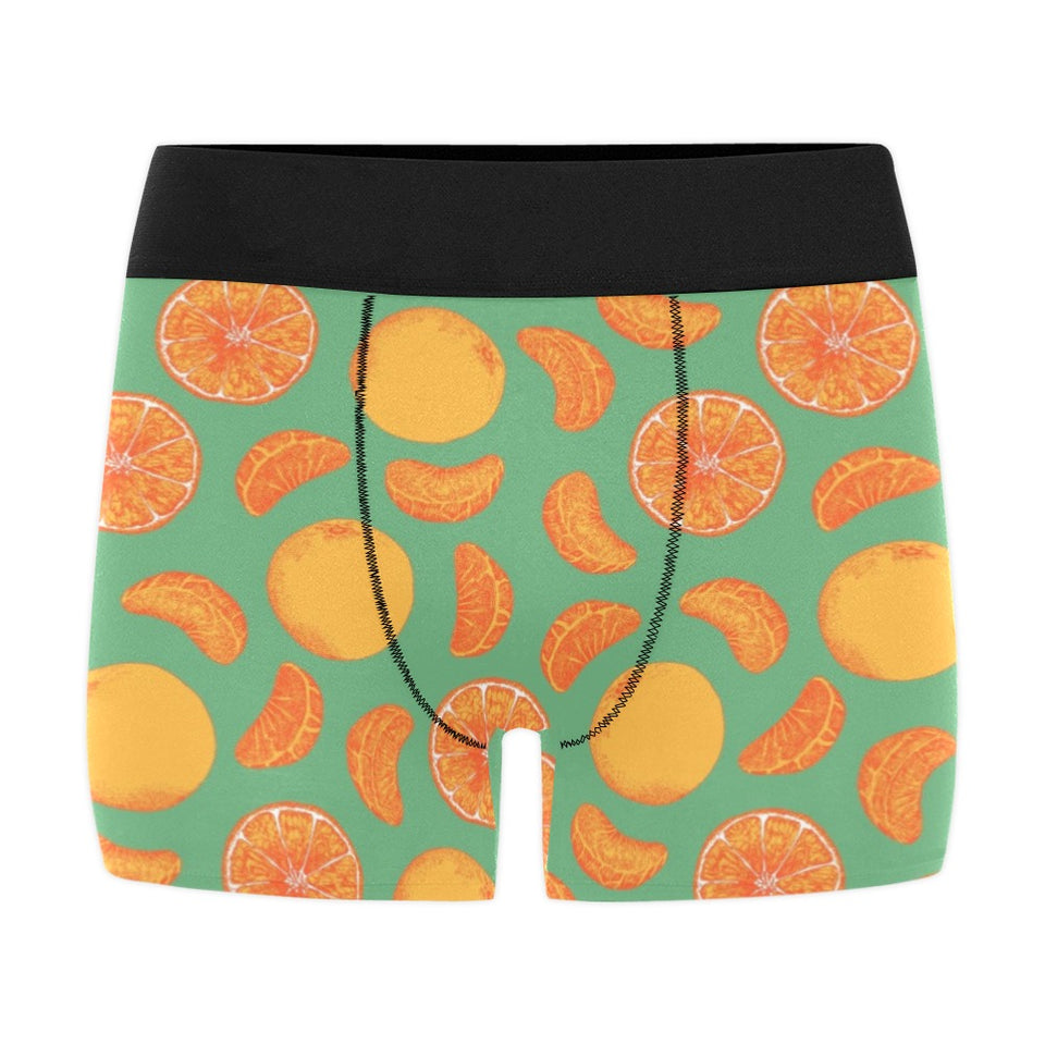 orange fruit pattern green background Men's All Over Print Boxer Briefs Men's Underwear