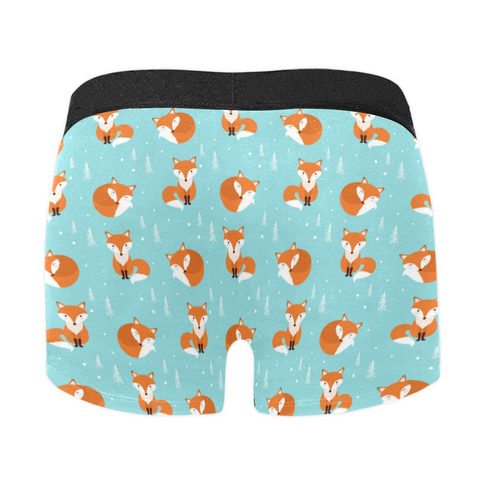 Fox pattern blue b ackground Men's All Over Print Boxer Briefs Men's Underwear
