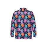 Pineapples pattern zigzag background Men's Long Sleeve Polo Shirt