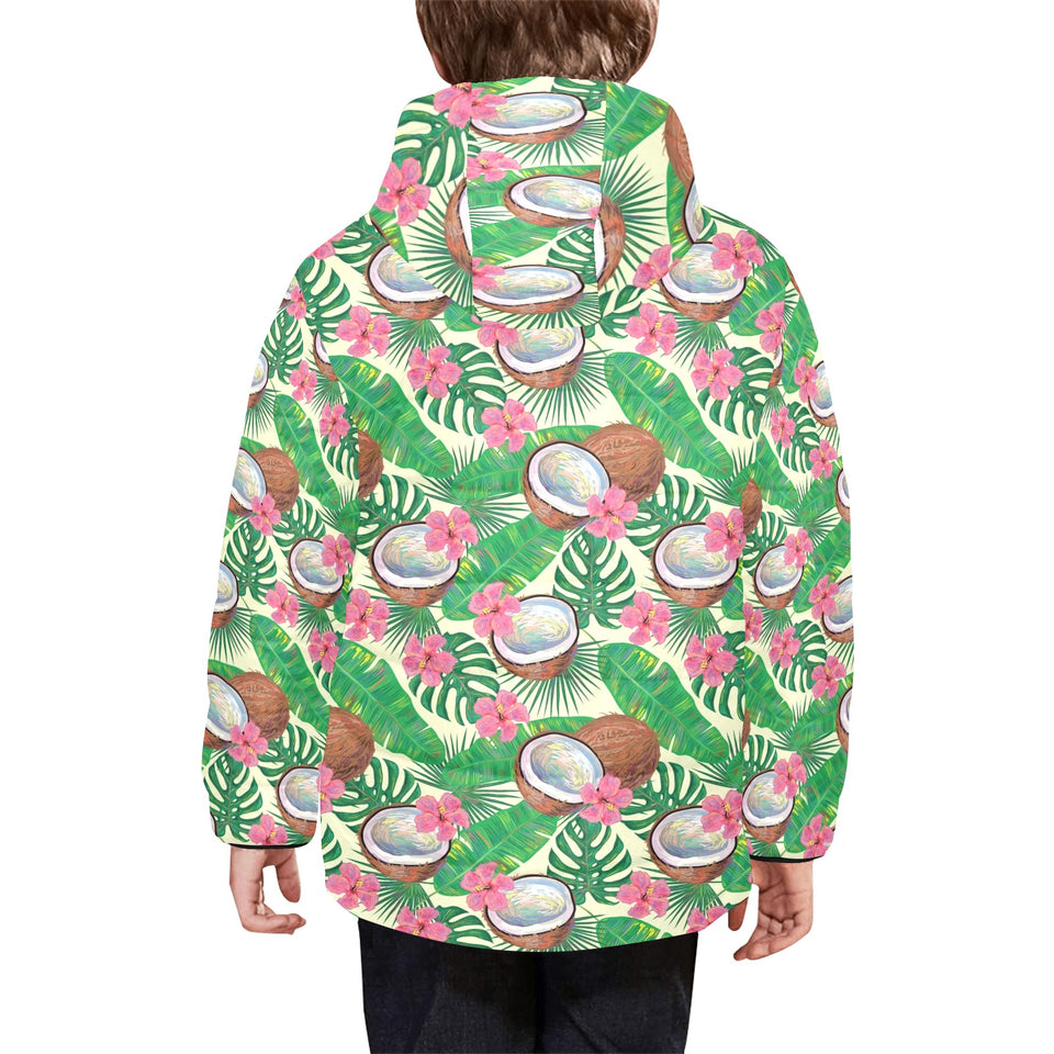 Coconut Pattern Print Design 01 Kids' Boys' Girls' Padded Hooded Jacket