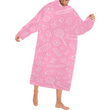 Sweet candy pink background Blanket Robe with Sleeves