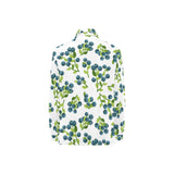 blueberry white background Women's Long Sleeve Polo Shirt