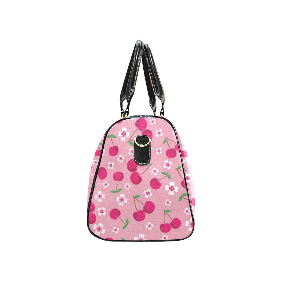 cherry flower pattern pink background Travel Bag