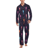 Watercolor colorful seahorse pattern Men's Long Pajama Set