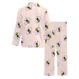 Cute bee flower pattern pink background Men's Long Pajama Set