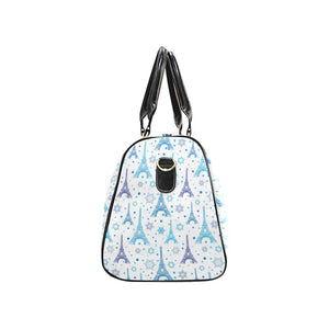 Blue Eiffel Tower Theme Pattern Print Design 01 Travel Bag