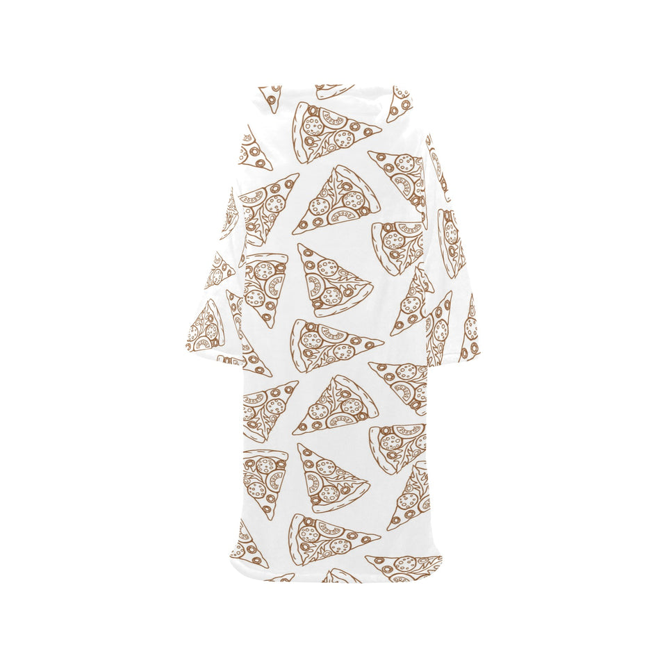 Hand drawn pizza pattern Blanket Robe with Sleeves