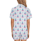 Sailboat anchor pattern Women's V-Neck Short Pajama Set