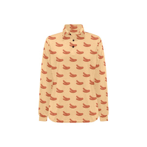 Sausage Pattern Print Design 03 Women's Long Sleeve Polo Shirt