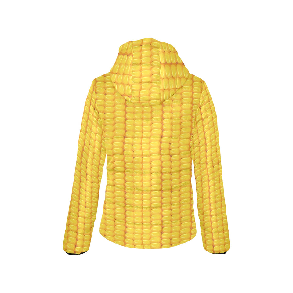 Corn Pattern Print Design 04 Women's Padded Hooded Jacket