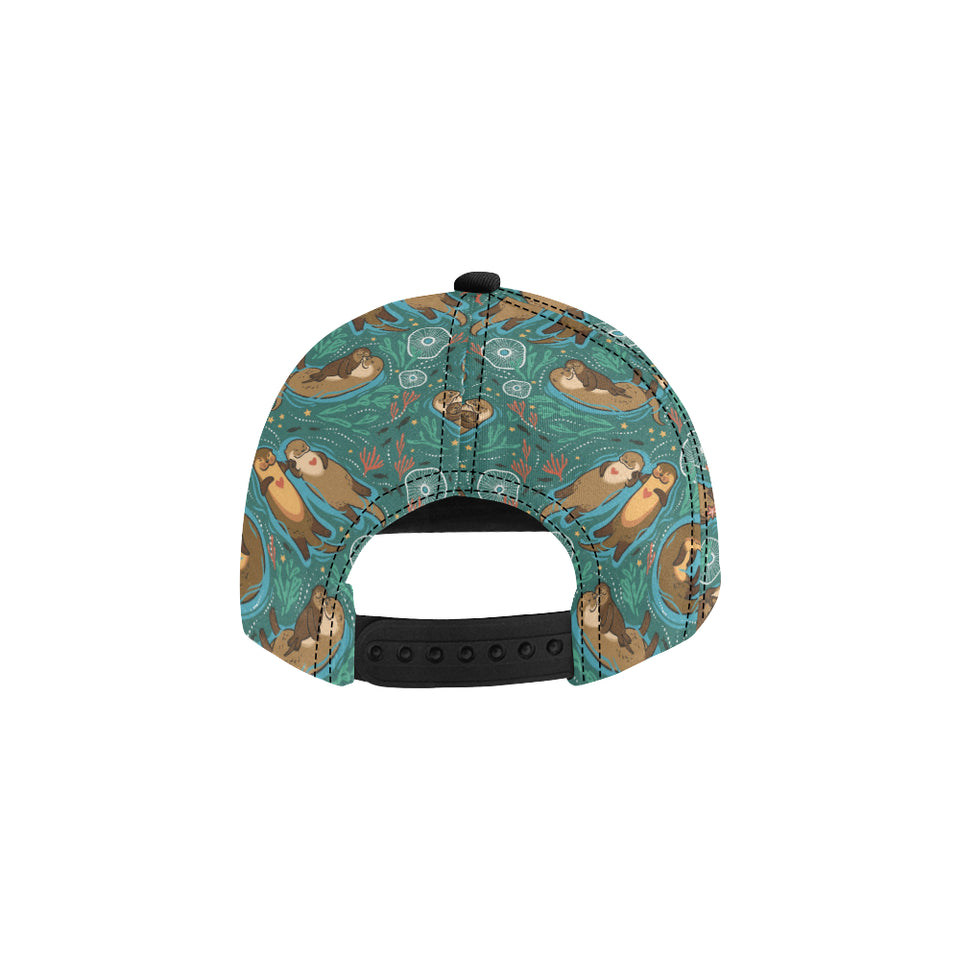 cute brown sea otters ornamental seaweed corals gr All Over Print Snapback Cap