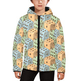 Dice Pattern Print Design 05 Kids' Boys' Girls' Padded Hooded Jacket