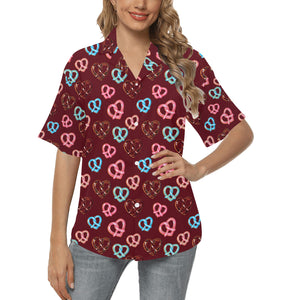Pretzels Pattern Print Design 05 Women's All Over Print Hawaiian Shirt